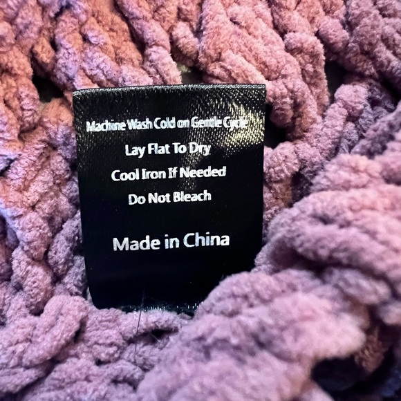 POL Chunky Open Weave Sweater Mauve tone Zipper Fun Detail Sz Small Leather Tag - Picture 4 of 7